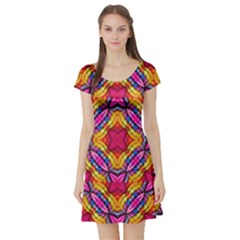 Multicolored Abstract Print Short Sleeved Skater Dress by dflcprintsclothing