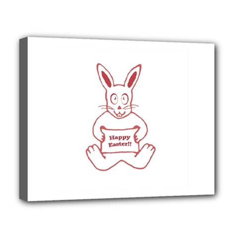 Cute Bunny Happy Easter Drawing I Deluxe Canvas 20  X 16  (framed) by dflcprints