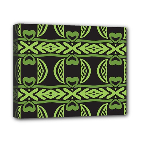 Green Shapes On A Black Background Pattern Canvas 10  X 8  (stretched) by LalyLauraFLM