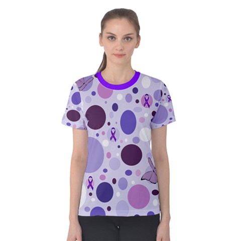 Purple Awareness Dots Women s Cotton Tee by FunWithFibro