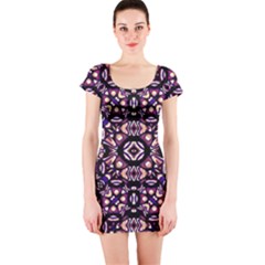 Colorful Tribal Geometric Print Short Sleeve Bodycon Dress by dflcprintsclothing