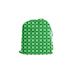 Green Abstract Tile Pattern Drawstring Pouch (small) by GardenOfOphir