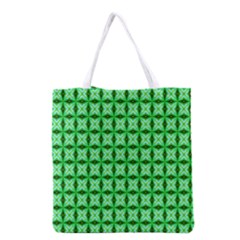 Green Abstract Tile Pattern Grocery Tote Bag by GardenOfOphir