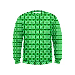 Green Abstract Tile Pattern Kids Sweatshirts by GardenOfOphir