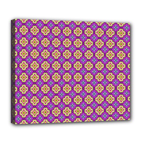 Purple Decorative Quatrefoil Deluxe Canvas 24  x 20  (Framed)