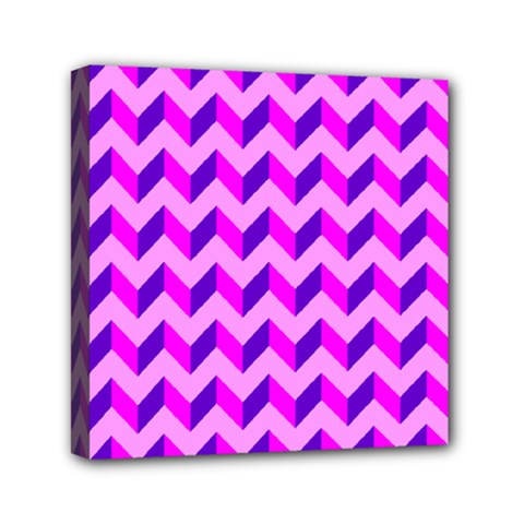 Modern Retro Chevron Patchwork Pattern Mini Canvas 6  x 6  (Framed)