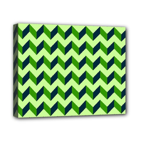 Green Modern Retro Chevron Patchwork Pattern Canvas 10  X 8  (framed) by GardenOfOphir