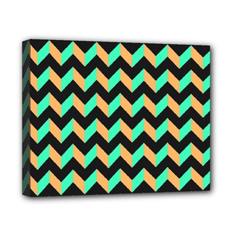 Neon And Black Modern Retro Chevron Patchwork Pattern Canvas 10  X 8  (framed) by GardenOfOphir