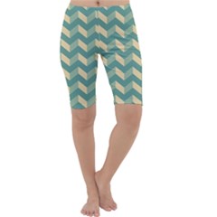 Mint Modern Retro Chevron Patchwork Pattern Cropped Leggings 