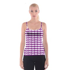 Purple And White Leaf Pattern Spaghetti Strap Top