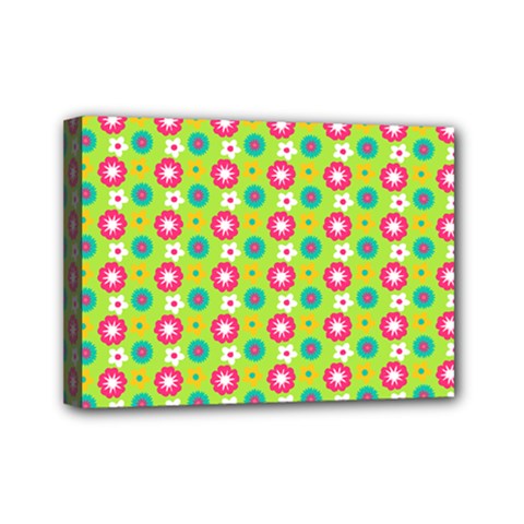 Cute Floral Pattern Mini Canvas 7  X 5  (framed) by GardenOfOphir