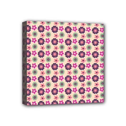 Cute Floral Pattern Mini Canvas 4  X 4  (framed) by GardenOfOphir