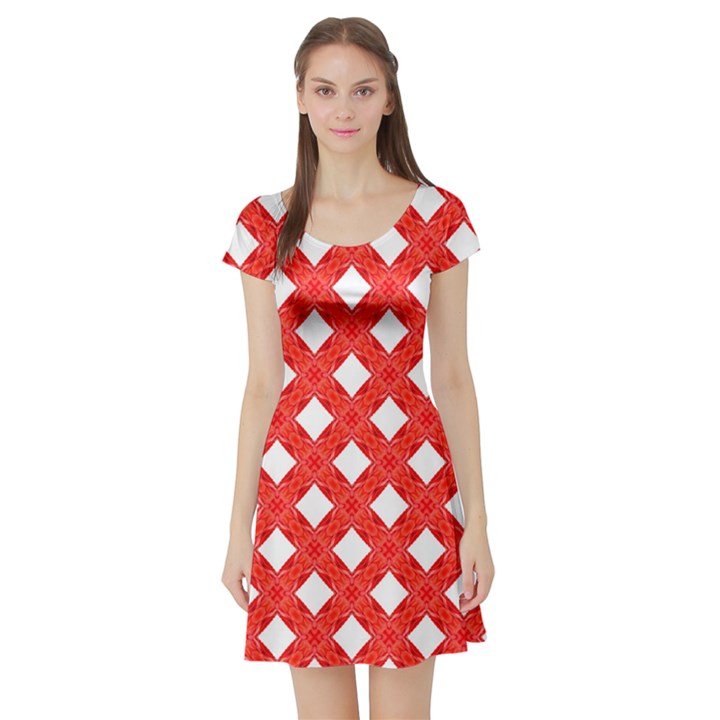 Cute Pretty Elegant Pattern Short Sleeve Skater Dress