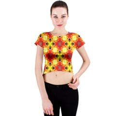 Cute Pretty Elegant Pattern Crew Neck Crop Top by GardenOfOphir