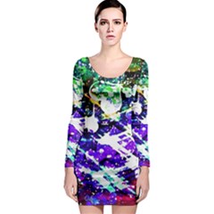 Officially Sexy Floating Hearts Collection Purple Long Sleeve Bodycon Dress by OfficiallySexy