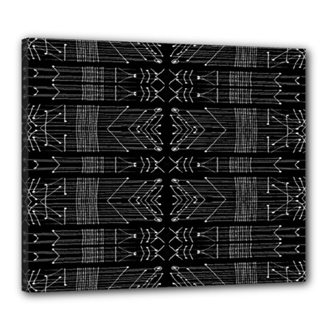 Black And White Tribal  Canvas 24  X 20  (framed) by dflcprints