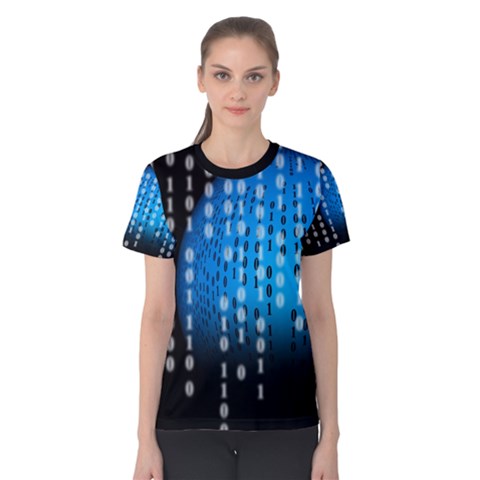 Binary Rain Women s Cotton Tee by StuffOrSomething