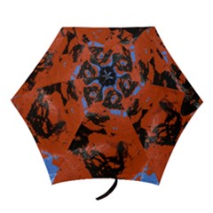 Orange Blue Black Texture Umbrella by LalyLauraFLM