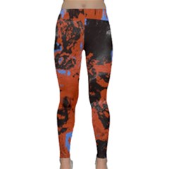 Orange Blue Black Texture Yoga Leggings by LalyLauraFLM