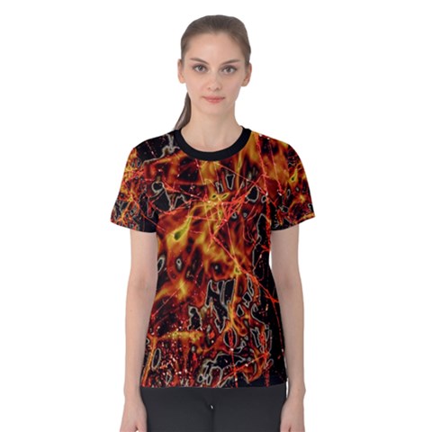 On Fire Print Women s Cotton Tee by dflcprintsclothing