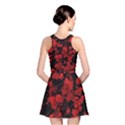 Dark Red Floral Print Reversible Skater Dress View2
