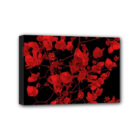 Dark Red Flower Mini Canvas 6  X 4  (framed) by dflcprints