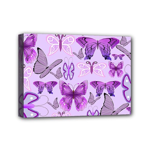 Purple Awareness Butterflies Mini Canvas 7  X 5  (framed) by FunWithFibro