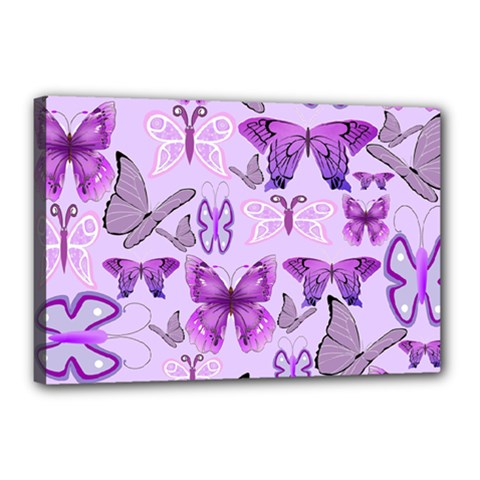 Purple Awareness Butterflies Canvas 18  X 12  (framed) by FunWithFibro