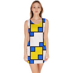 Yellow And Blue Squares Pattern  Bodycon Dress by LalyLauraFLM