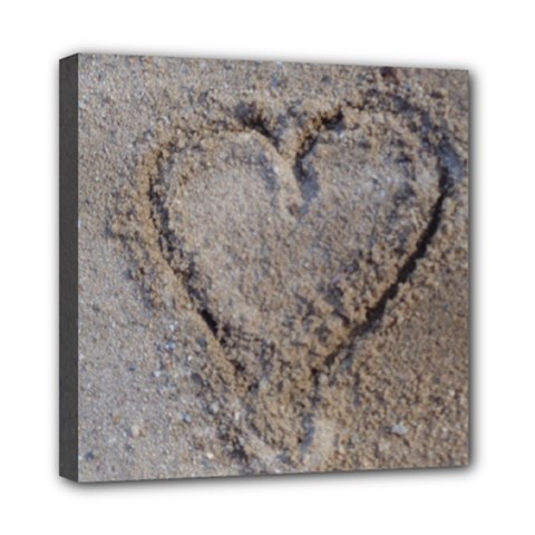 Heart In The Sand Mini Canvas 8  X 8  (framed) by yoursparklingshop