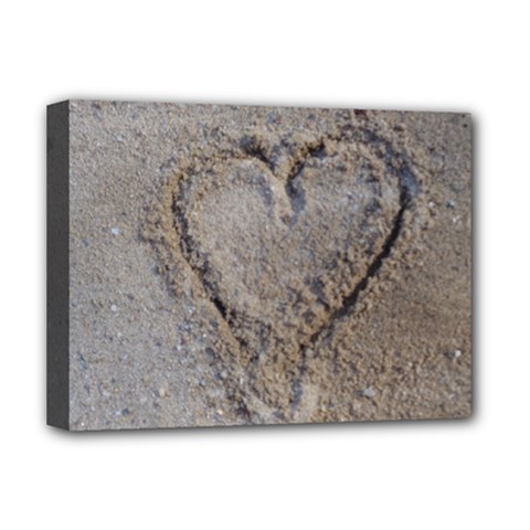 Heart In The Sand Deluxe Canvas 16  X 12  (framed)  by yoursparklingshop