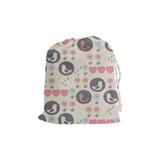 Love Birds Drawstring Pouch (medium) by Kathrinlegg