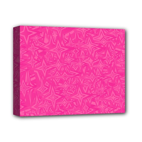 Abstract Stars In Hot Pink Deluxe Canvas 14  X 11  (framed)