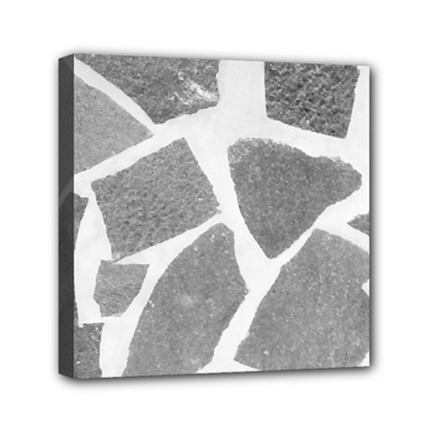 Grey White Tiles Pattern Mini Canvas 6  X 6  (framed)