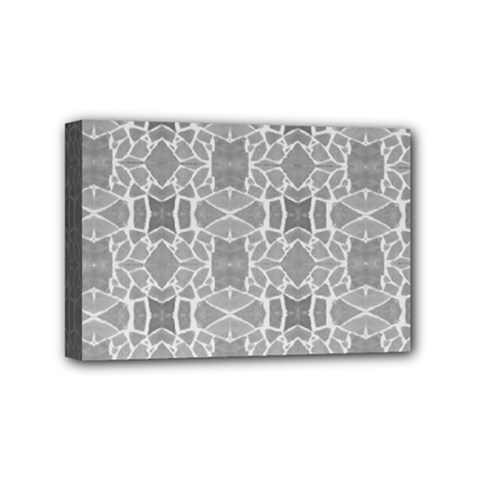 Grey White Tiles Geometry Stone Mosaic Pattern Mini Canvas 6  X 4  (framed) by yoursparklingshop