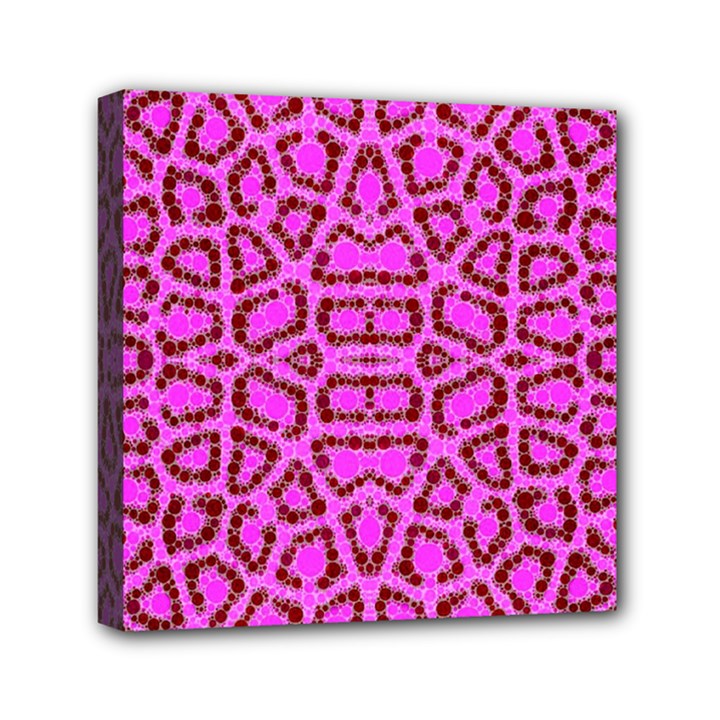 Florescent Pink Animal Print  Mini Canvas 6  x 6  (Framed)