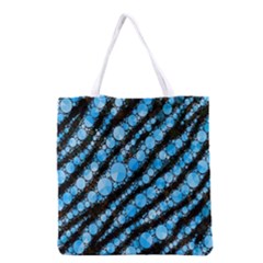 Bright Blue Tiger Bling Pattern  Grocery Tote Bag by OCDesignss