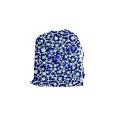 Bright Blue Cheetah Bling Abstract  Drawstring Pouch (small) by OCDesignss