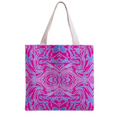 Trippy Florescent Pink Blue Abstract  Grocery Tote Bag by OCDesignss