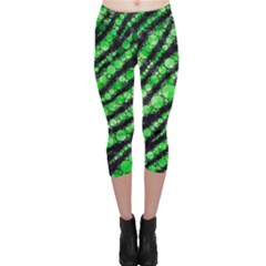 Florescent Green Tiger Bling Pattern  Capri Leggings  by OCDesignss