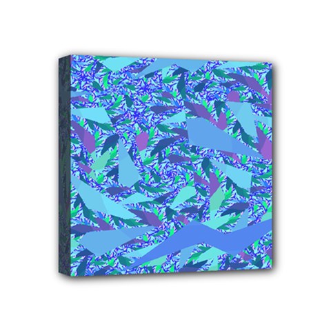 Blue Confetti Storm Mini Canvas 4  X 4  (framed)