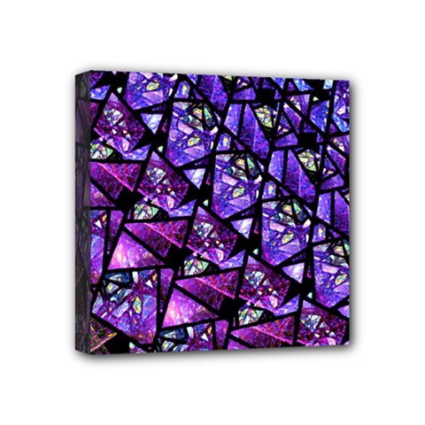  Blue Purple Glass Mini Canvas 4  X 4  (framed)