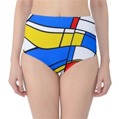 Colorful Distorted Shapes High-waist Bikini Bottoms by LalyLauraFLM