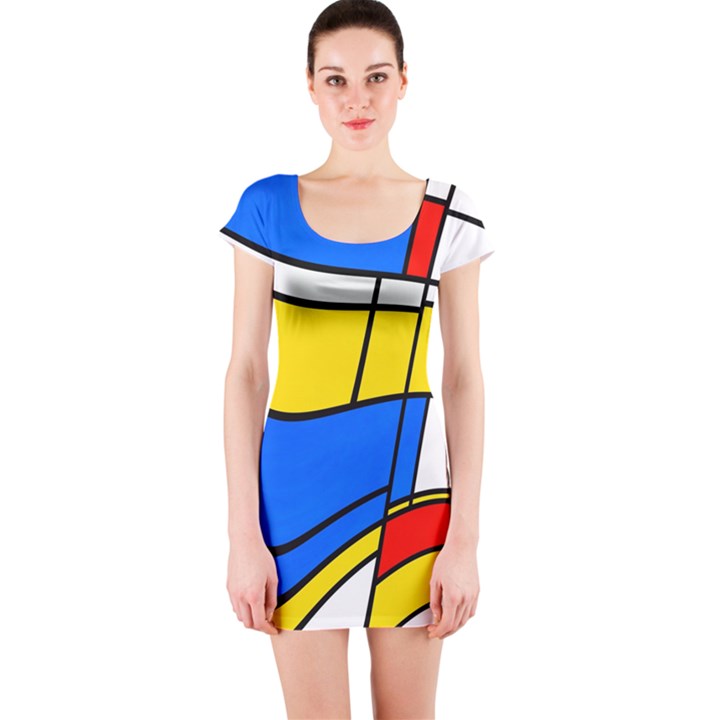 Colorful distorted shapes Short sleeve Bodycon dress