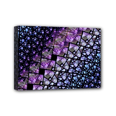 Dusk Blue And Purple Fractal Mini Canvas 7  X 5  (framed) by KirstenStar