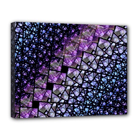 Dusk Blue And Purple Fractal Canvas 14  X 11  (framed)