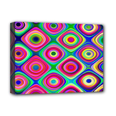 Psychedelic Checker Board Deluxe Canvas 16  X 12  (framed)  by KirstenStar