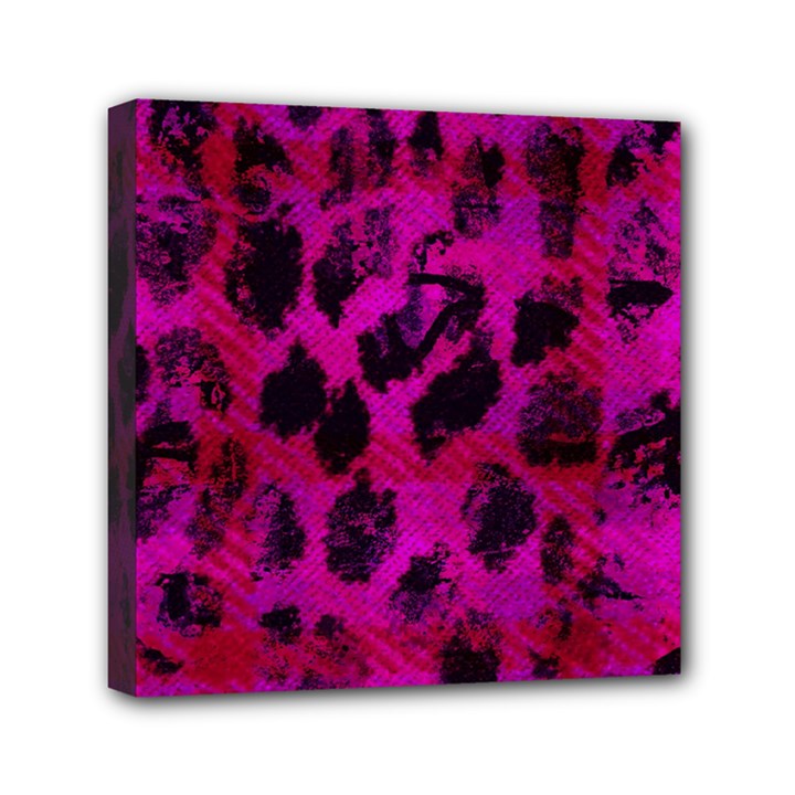 Pink Leopard Mini Canvas 6  x 6  (Framed)