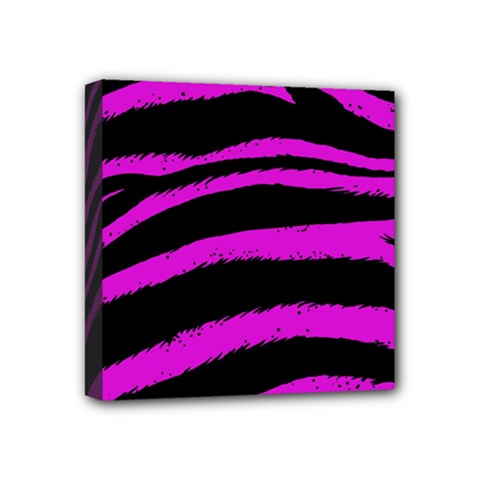 Pink Zebra Mini Canvas 4  X 4  (framed) by ArtistRoseanneJones