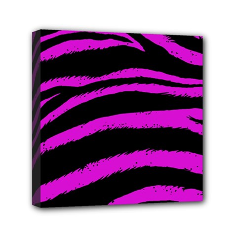 Pink Zebra Mini Canvas 6  X 6  (framed) by ArtistRoseanneJones